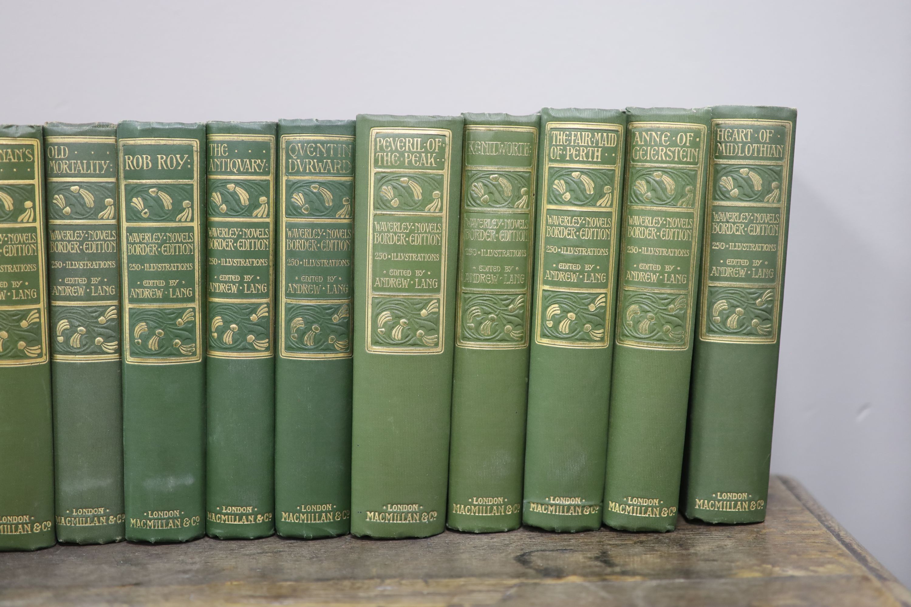 Scott, Walter - Waverley Novels, 24 vols, 8vo, original green cloth gilt, large type border, Macmillan & Co., Ltd., London, 1901-07